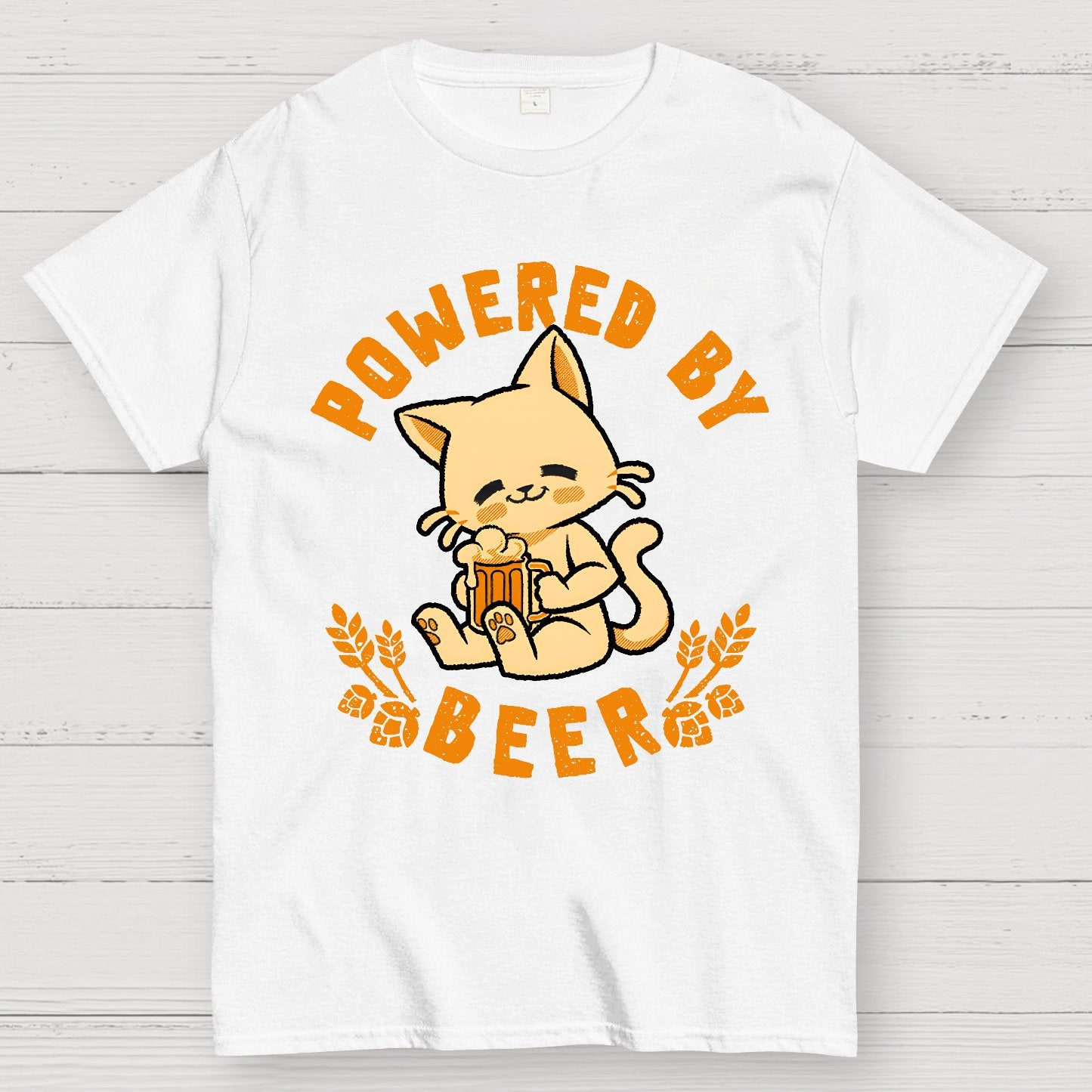 Powered By Beer Cat Geek T-Shirt