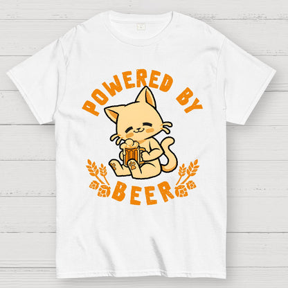 Powered By Beer Cat Geek T-Shirt