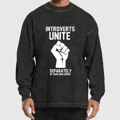 Introverts Unite Geek Washed Long Sleeve Tee