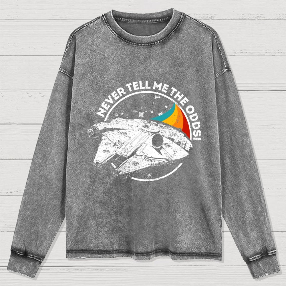 Never Tell Me the Retro Odds Washed Long Sleeve Tee