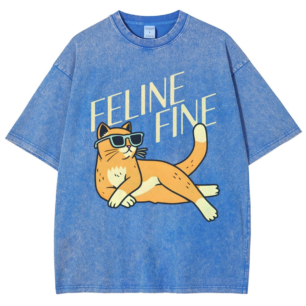 Feline Fine Vintage Distressed T-shirt