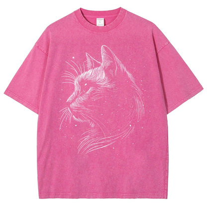 Space cat Vintage Distressed T-shirt