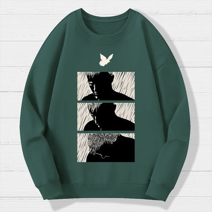 Ending White Geek Cotton Sweatshirt