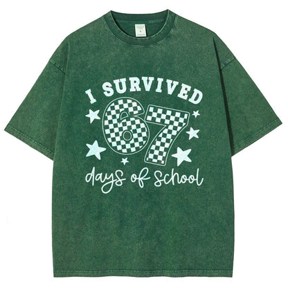 I Survived 67 Days of School Vintage Distressed T-shirt