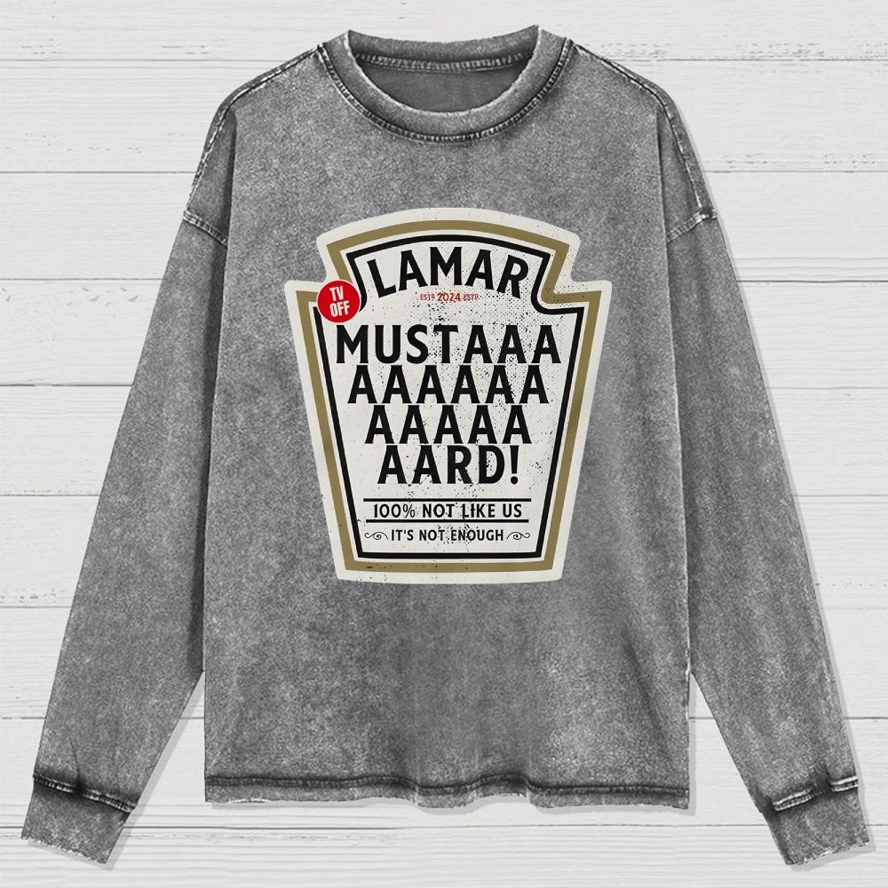 Lamar Mustard TV Off Essential Washed Long Sleeve Tee