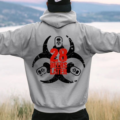 28 beers later Printed Back Unisex Cotton Hoodie