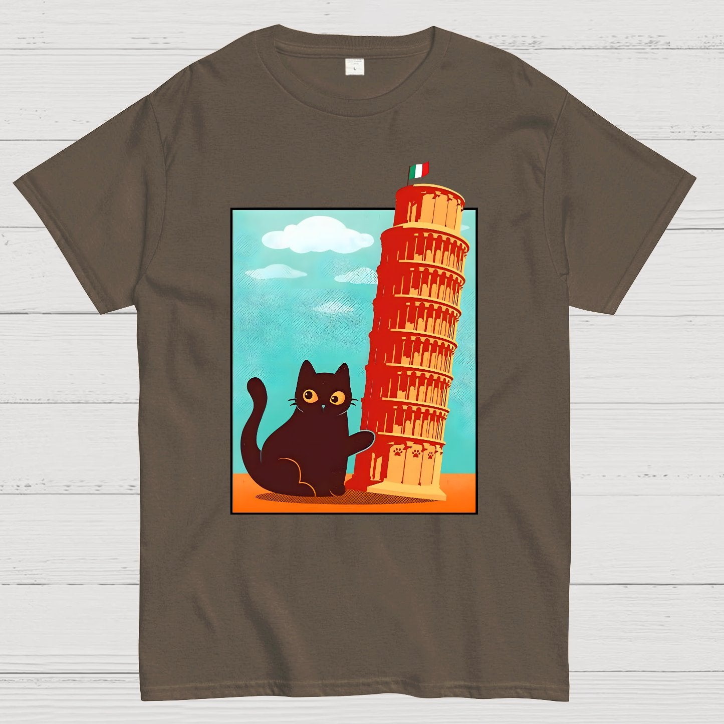 Purrfectly Tilted Funny Cat Geek T-Shirt