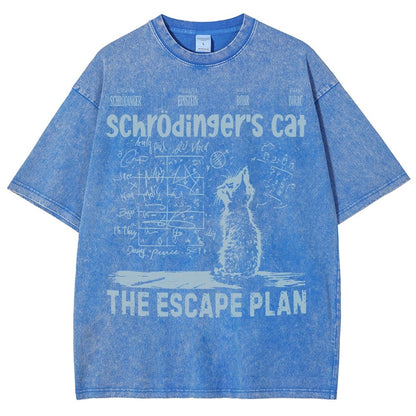 Schrodinger's Cat Escape Plan Interesting Physics Science Vintage Distressed T-shirt