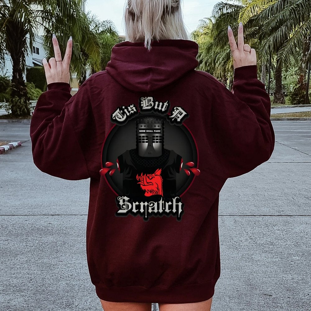 None Shall Pass - Tis But A Scratch Printed Back Unisex Cotton Hoodie