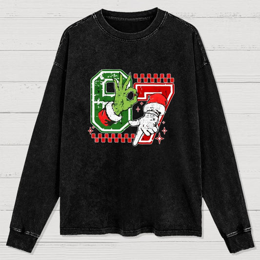 Six Seven 6 7 Christmas Washed Long Sleeve Tee