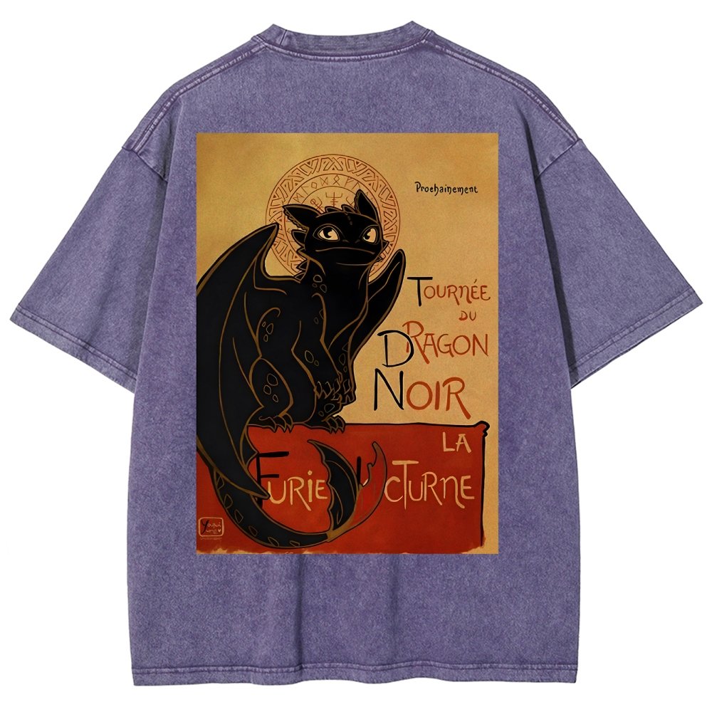 Le Dragon Noir Back Washed T-Shirt