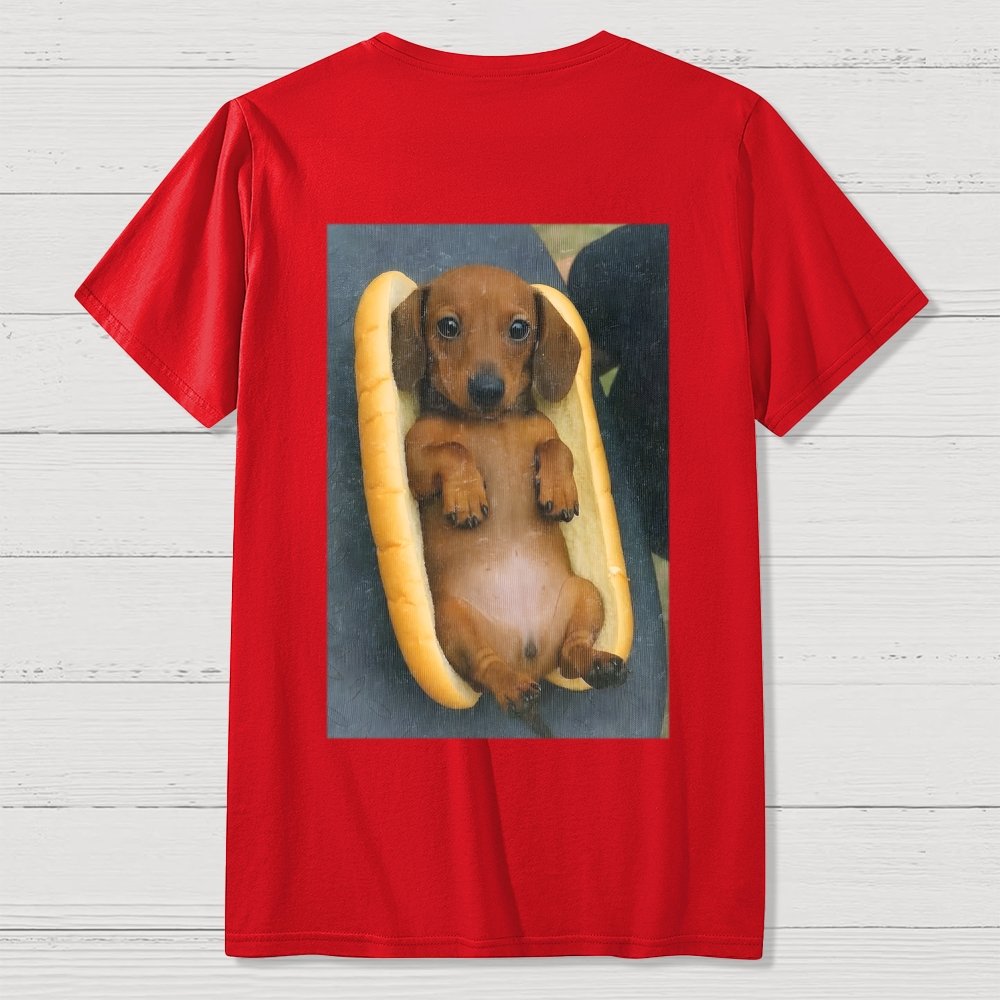 REAL HOT DOG  Back Printing Geek T-Shirt