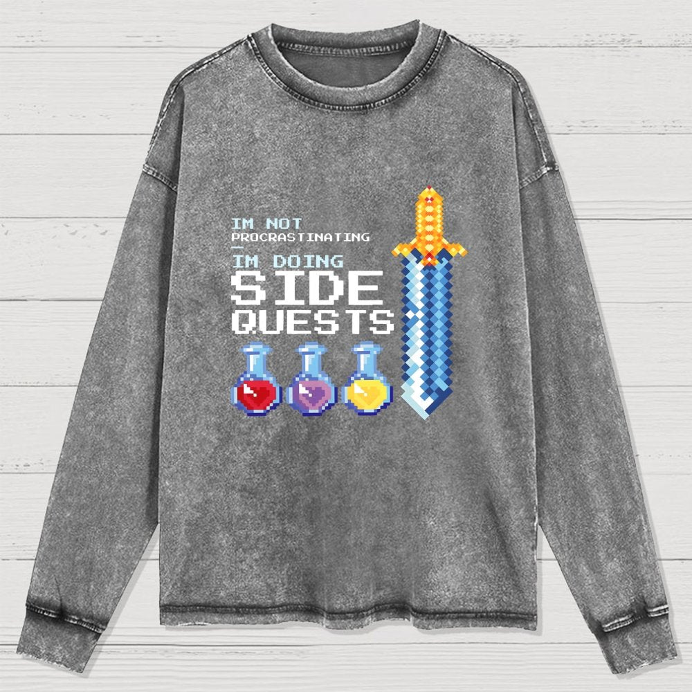 I'm Not Procrastinating I'm Doing Side Quests Washed Long Sleeve Tee