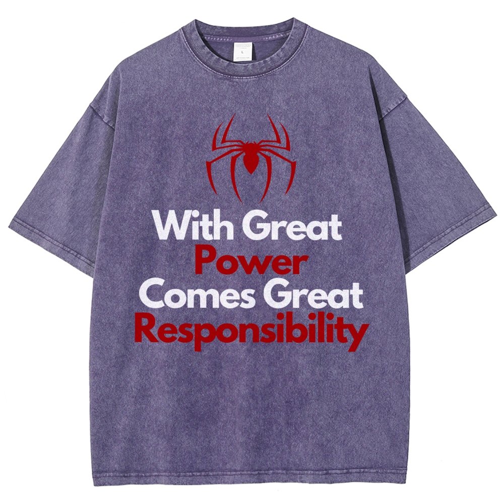 With Great Power Comes Great Responsibility Vintage Distressed T-shirt