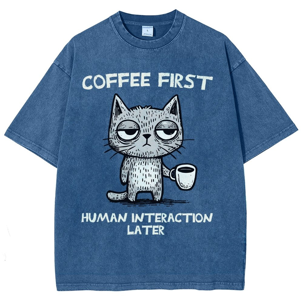 Coffee Firtst Vintage Distressed T-shirt