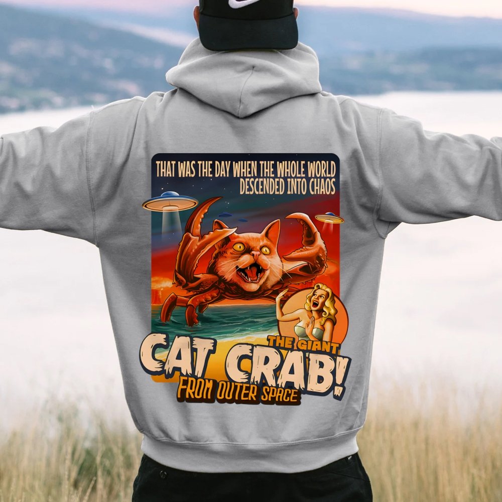 The Giant Cat Crab Geek Printed Back Cotton Hoodie