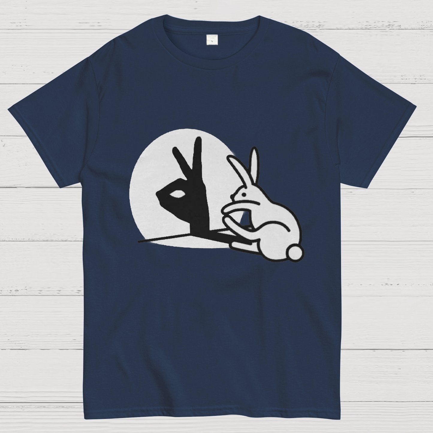 Funny Rabbit Hand Shadow Puppets Bunny Figure Pop Art Geeky T-Shirt