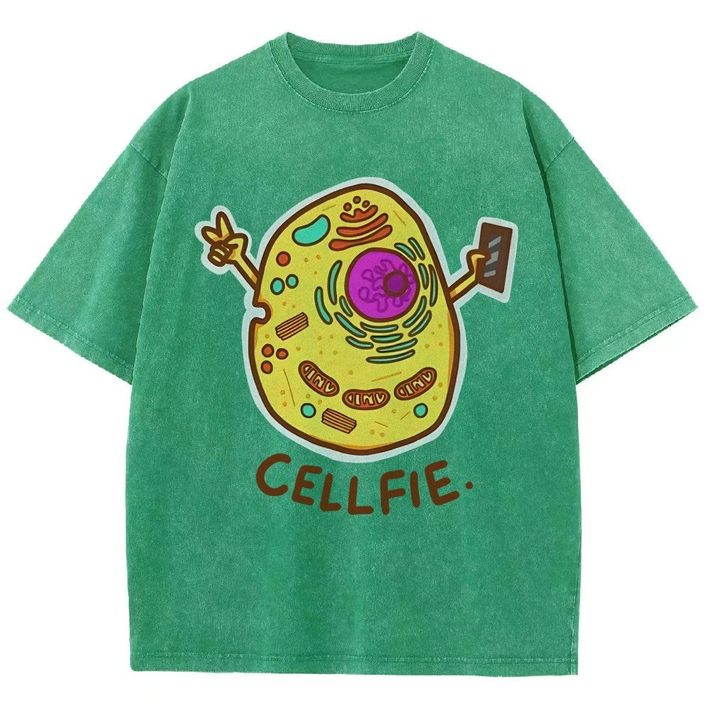 Biology pun Cell-Fie Vintage Distressed T-shirt