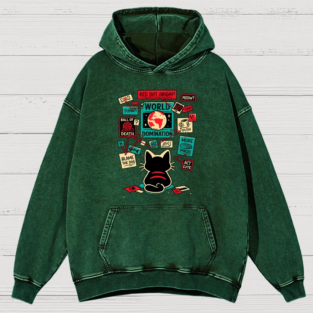Cat Master Plan Vintage Distressed Hoodie