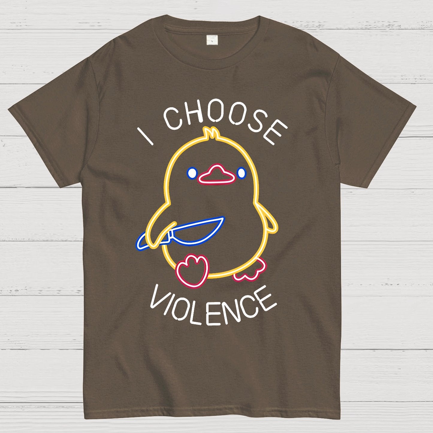 I Choose Violence Neon Funny Duck Geek T-Shirt