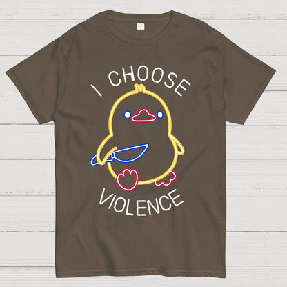 I Choose Violence Neon Funny Duck Geek T-Shirt