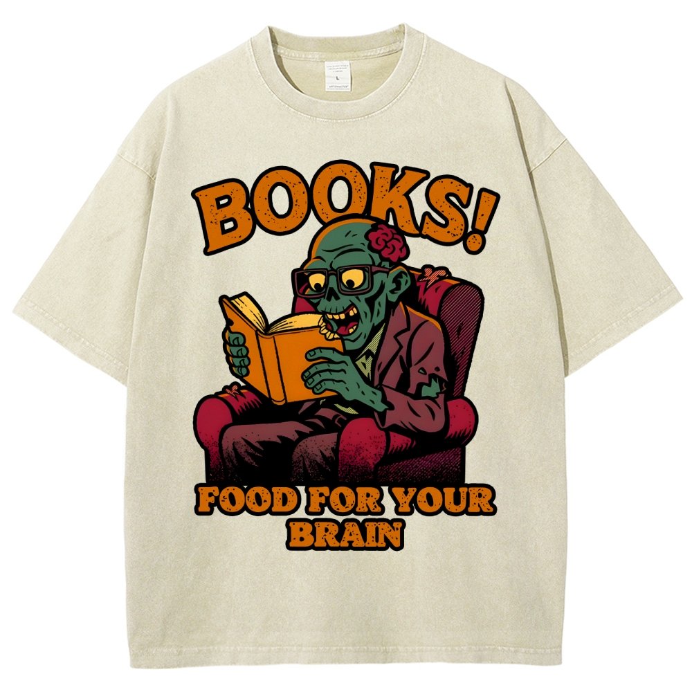 Books! Food For Your Brain Vintage Distressed T-shirt