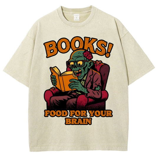 Books! Food For Your Brain Vintage Distressed T-shirt