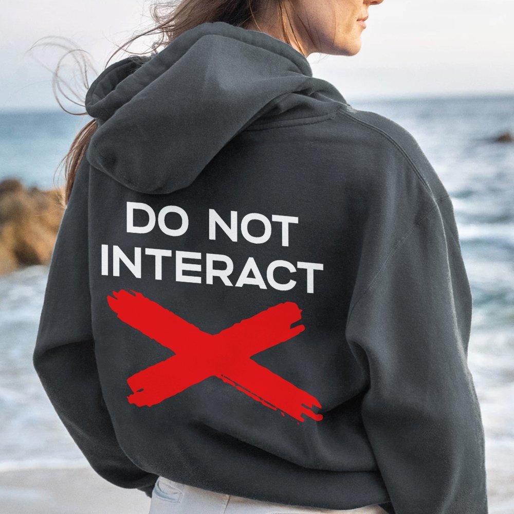 Do Not Interact Printed Back Unisex Cotton Hoodie