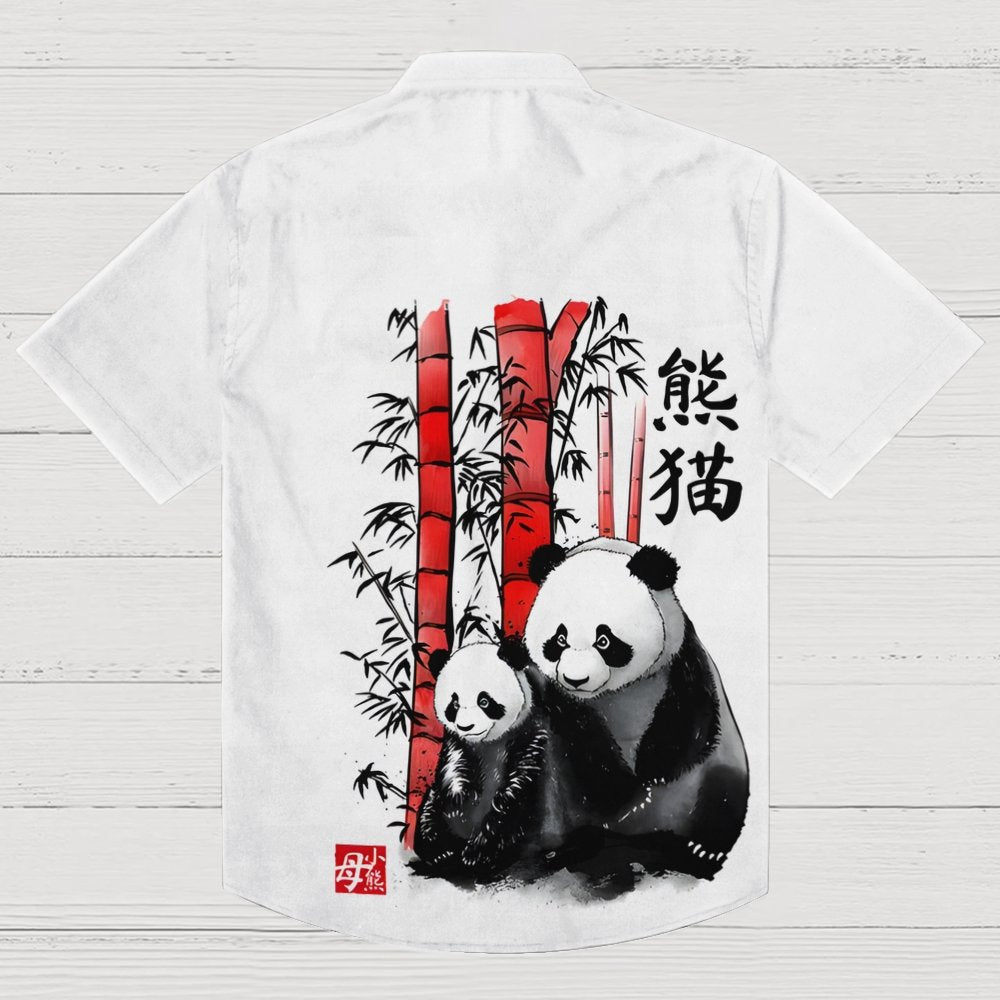 Panda And Cub Sumi E Geek Hawaiian Shirt
