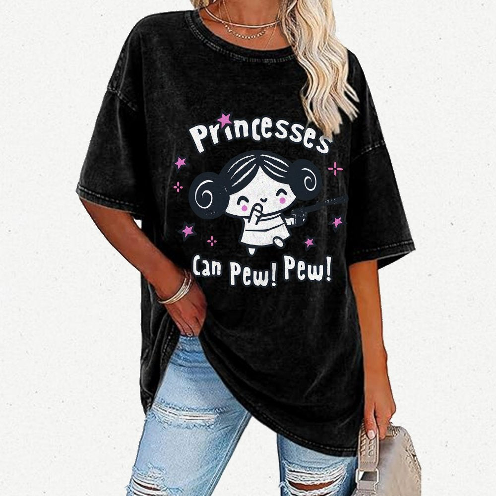Princesses Can Pew! Pew! Too Vintage Distressed T-shirt