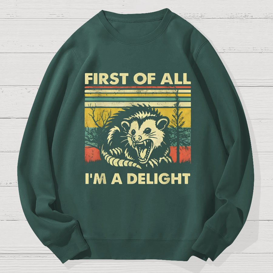 First Of All I'm A Delight Sarcastic Geek Cotton Sweatshirt