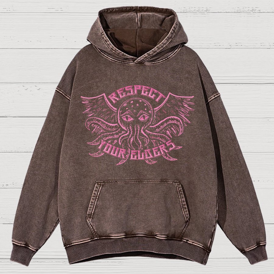 Respect Your Elder Gods Vintage Distressed Hoodie