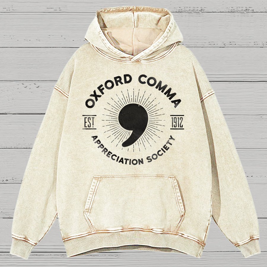Men's Oxford Comma Appreciation Society Vintage Distressed Hoodie