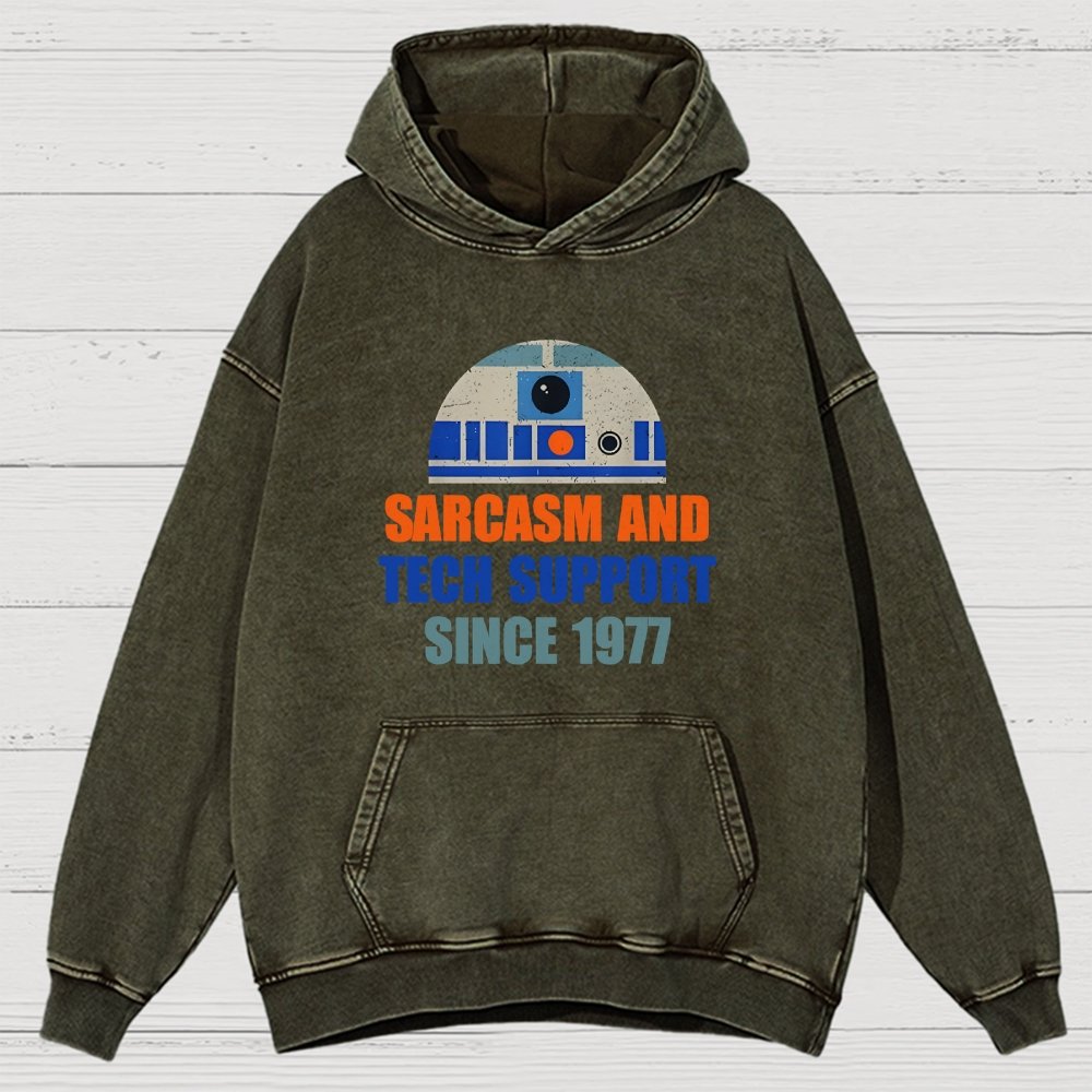 Providing Sarcasm and Tech Support Since 1977 Vintage Distressed Hoodie