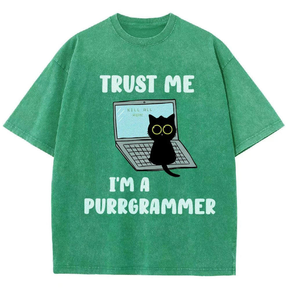 I'm A Purrgrammer Funny Cat Nerdy Vintage Distressed T-shirt