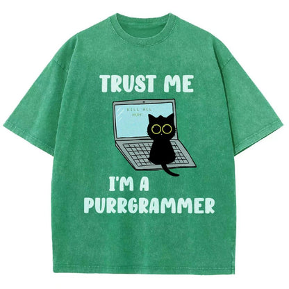 I'm A Purrgrammer Funny Cat Nerdy Vintage Distressed T-shirt