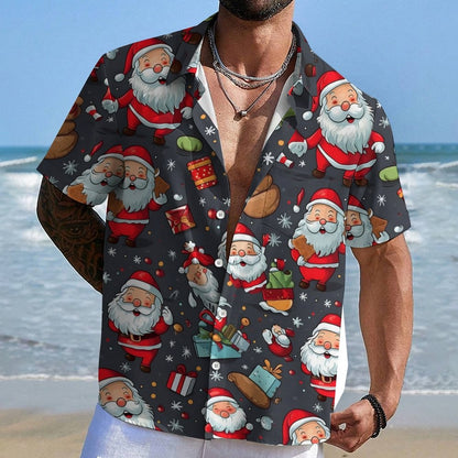 Funny Santa Claus Print Geeky Shirt