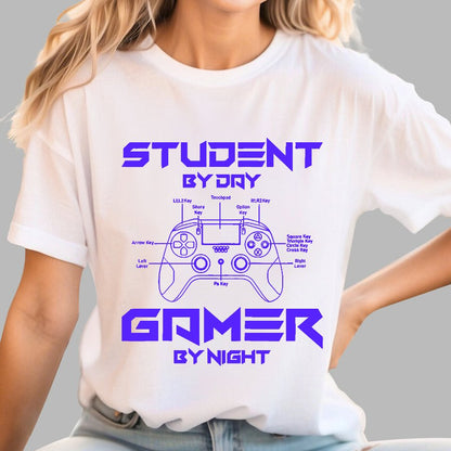 Gamer Student By Day Gamer By Night Geek T-Shirt