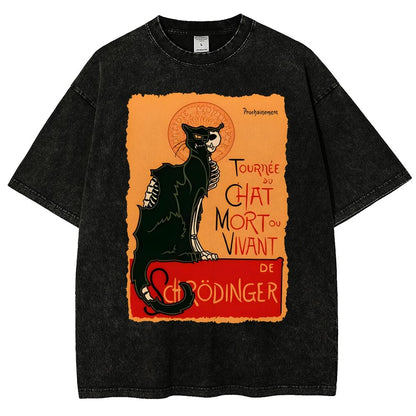 Le chat noir de Schrödinger Vintage Distressed T-shirt