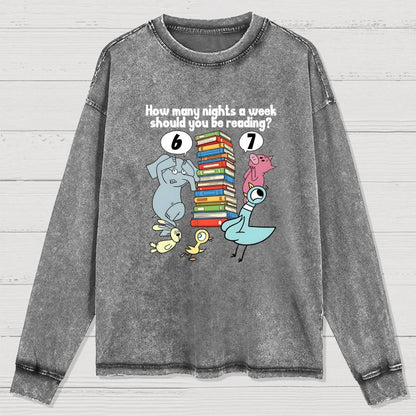 How Many Nights A Week Should You Be Reading 6-7 Washed Long Sleeve Tee