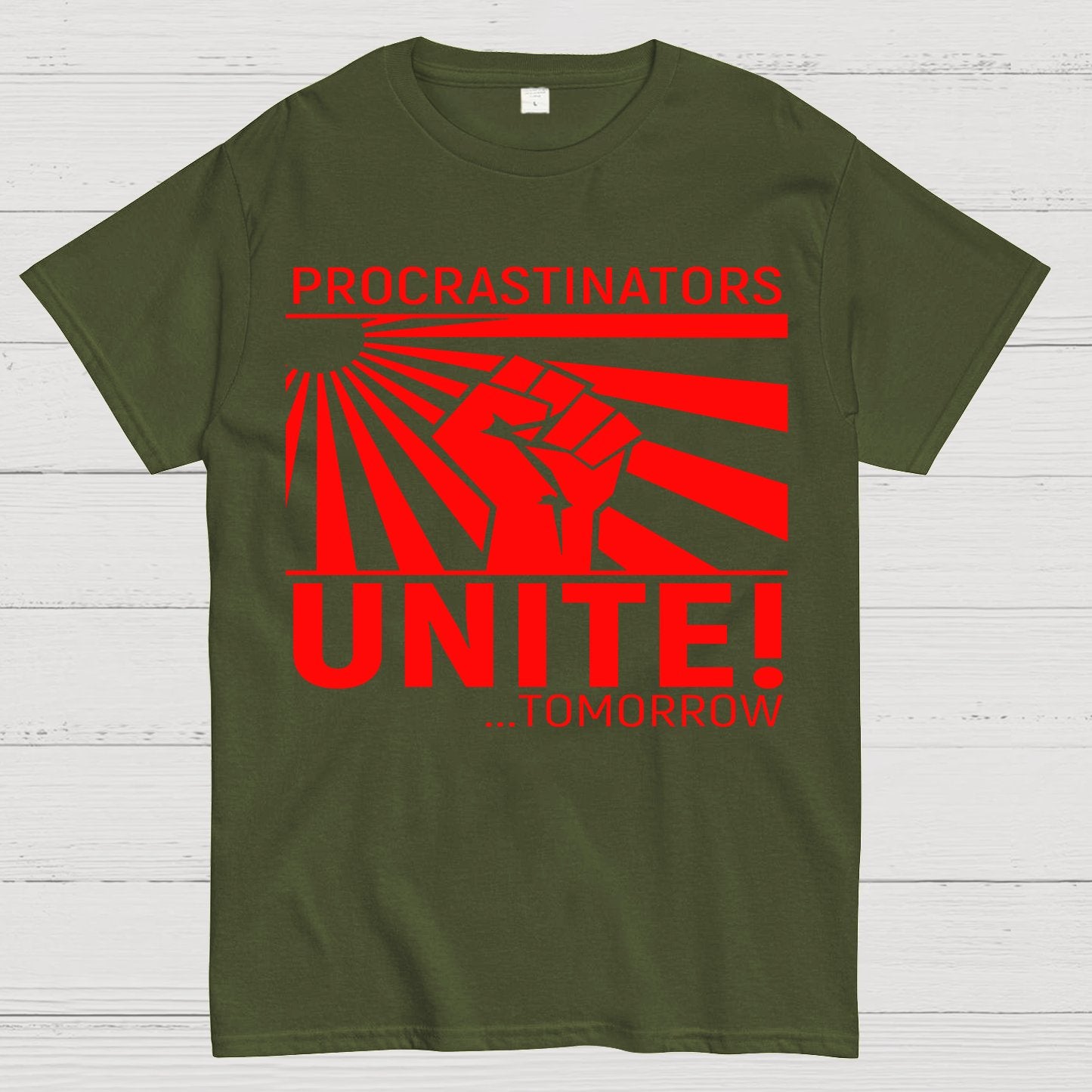 Procrastinators Unite Wall Geek T-Shirt