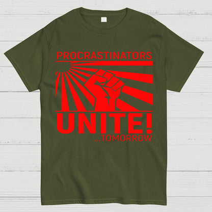 Procrastinators Unite Wall Geek T-Shirt