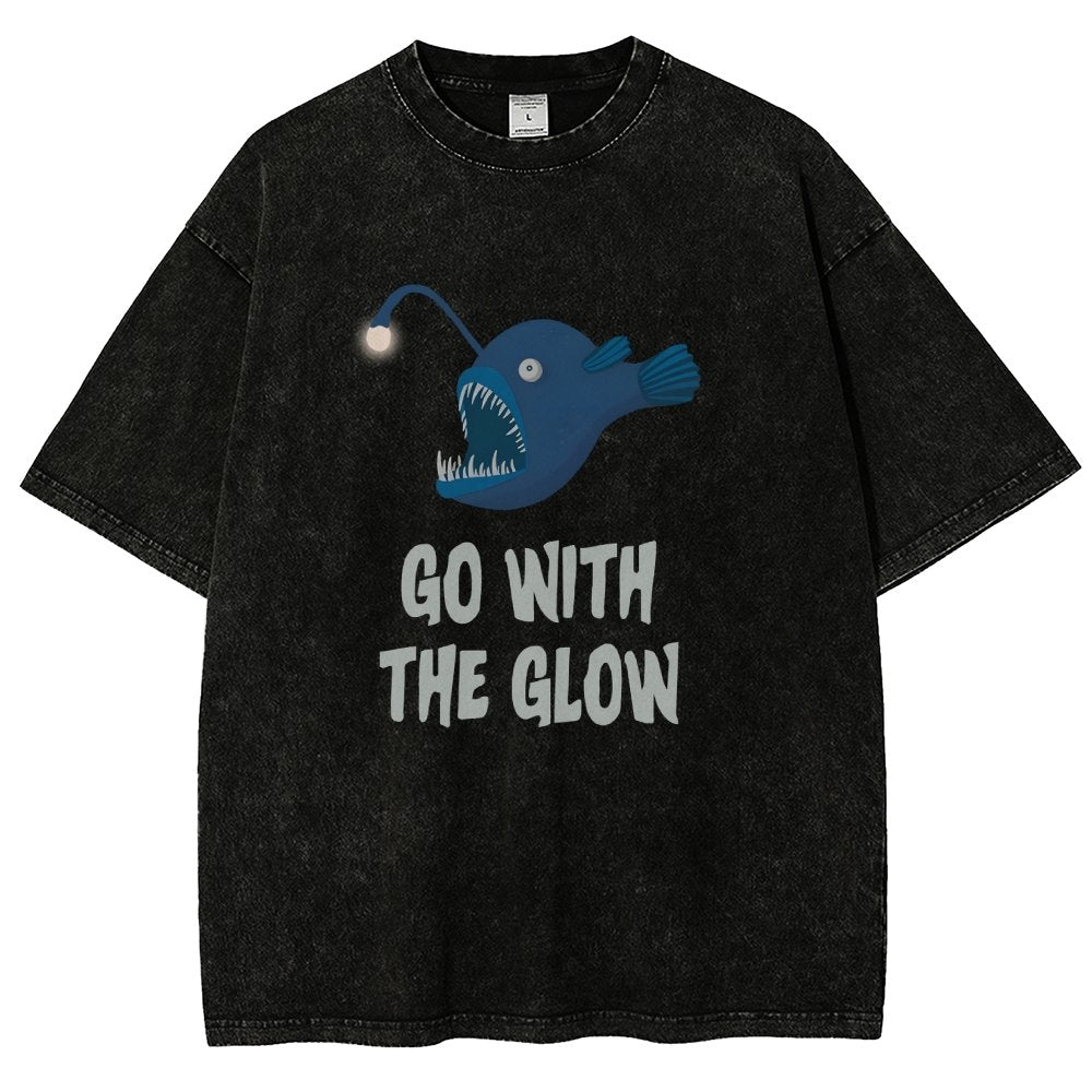 Go With The Glow Anglerfish Pun Vintage Distressed T-shirt