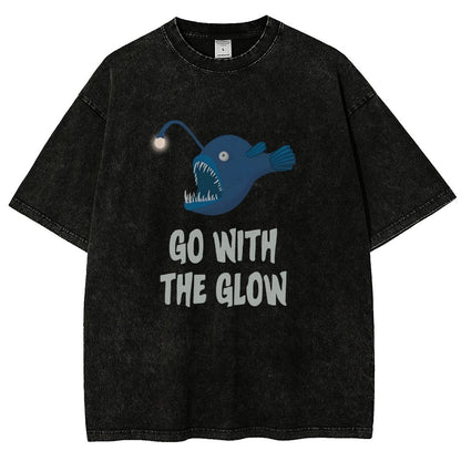 Go With The Glow Anglerfish Pun Vintage Distressed T-shirt