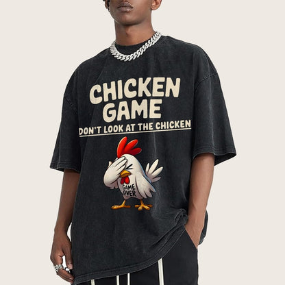 Chicken Game Don't Look At The Chicken Funny Vintage Distressed T-shirt