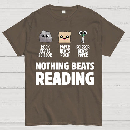 Nothing Beats Reading Librarian Book Bookworm Geek T-Shirt