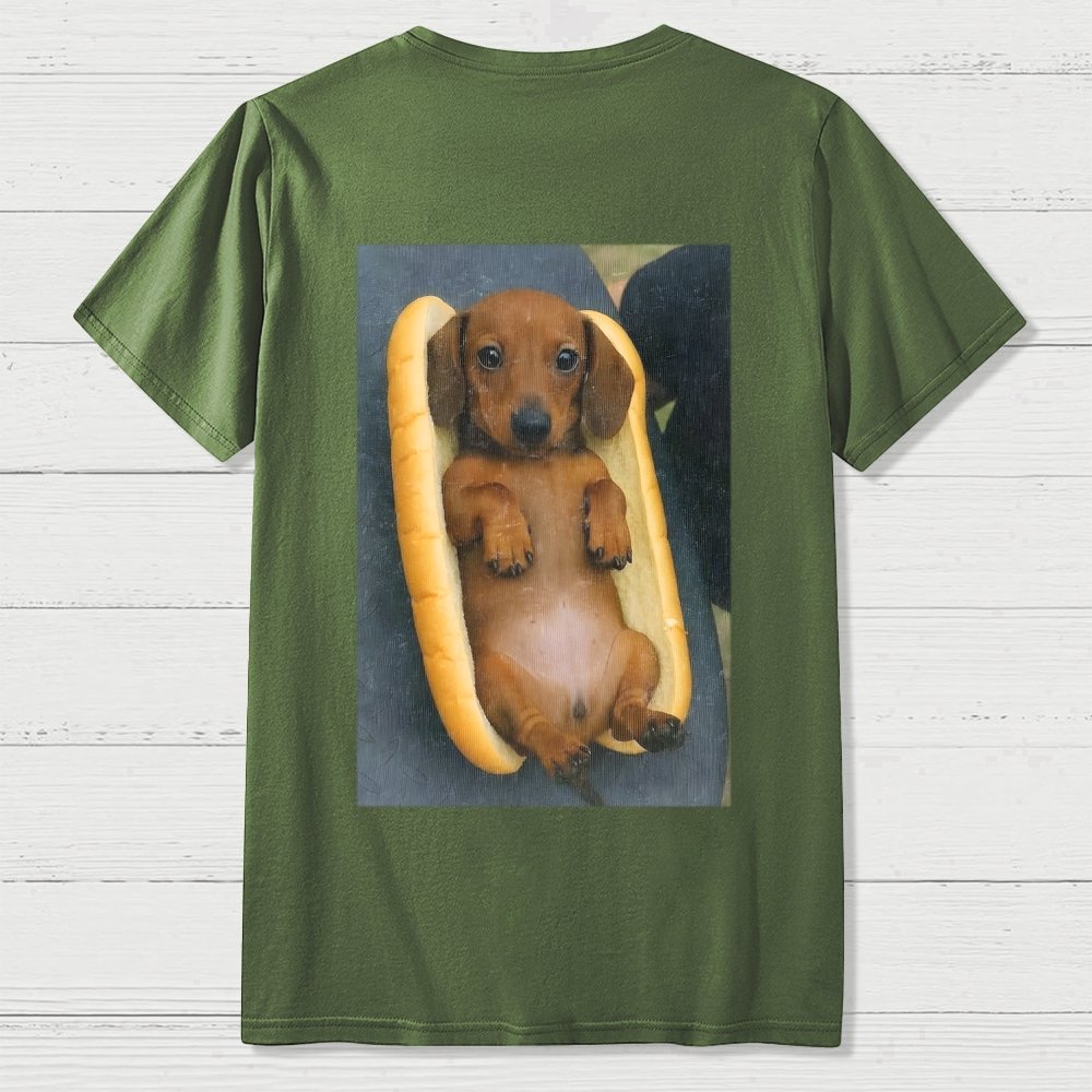 REAL HOT DOG  Back Printing Geek T-Shirt