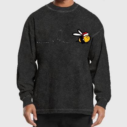 Minimal Christmas Bee Washed Long Sleeve Tee
