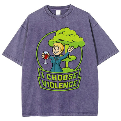 I Choose Violence & Green Atomic Vintage Distressed T-shirt