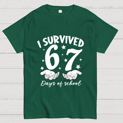 I Survived 67 Days of School Funny Meme Geek T-Shirt